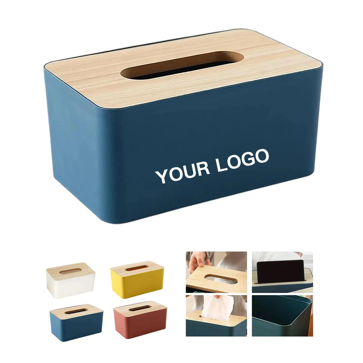Wood and Plastic Tissue Holder for Home or Office 1