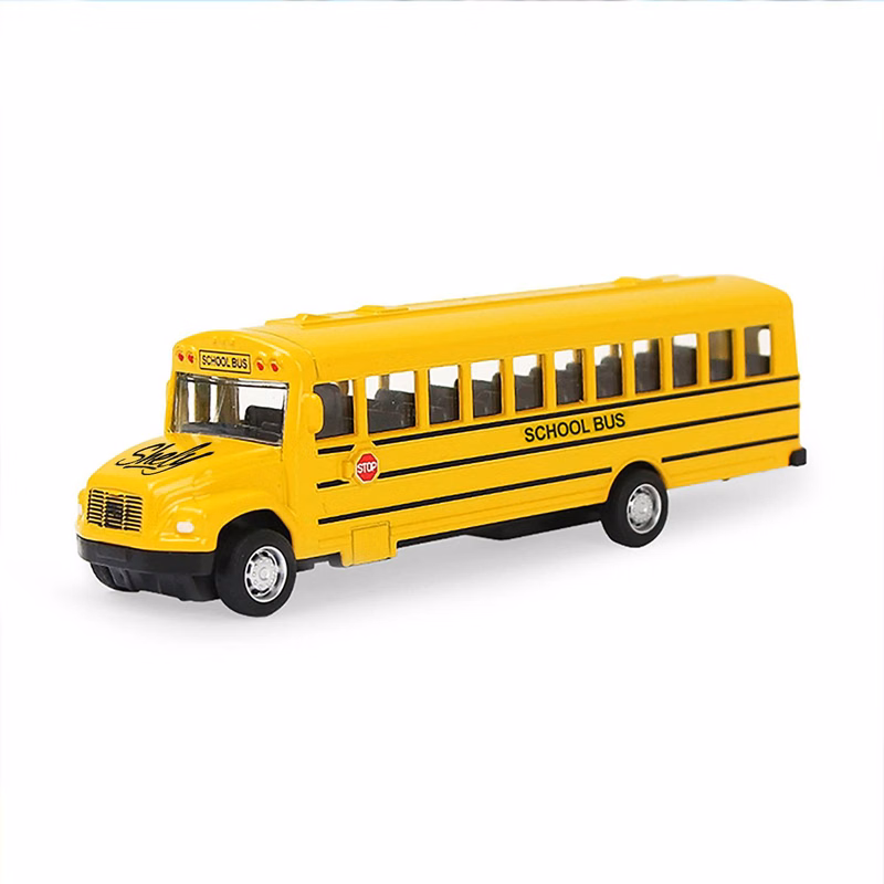 kids Realistic Alloy Pull Back School Bus Toy