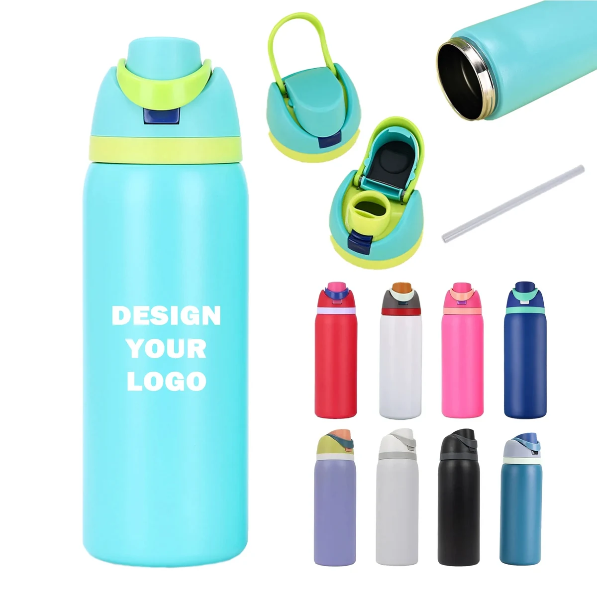 32oz Sip Spouted Insulated Stainless Steel Water Bottle, custom water bottle with logo imprint 1