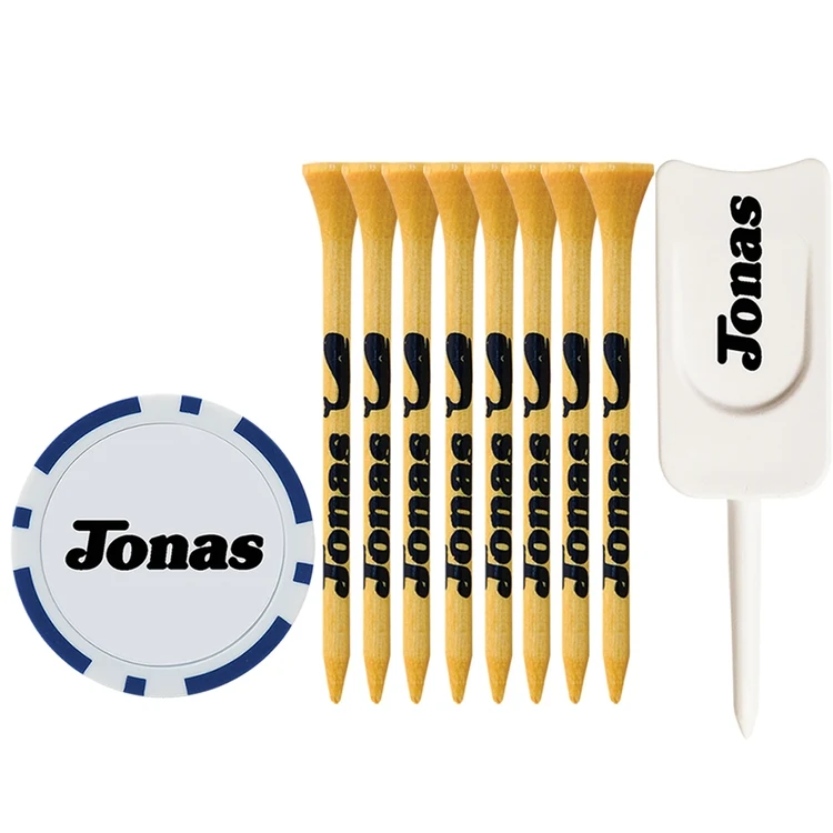 8 Bamboo Tees 2 3/4", 1 Poker Chip, Single Prong Plastic Divot Tool 1