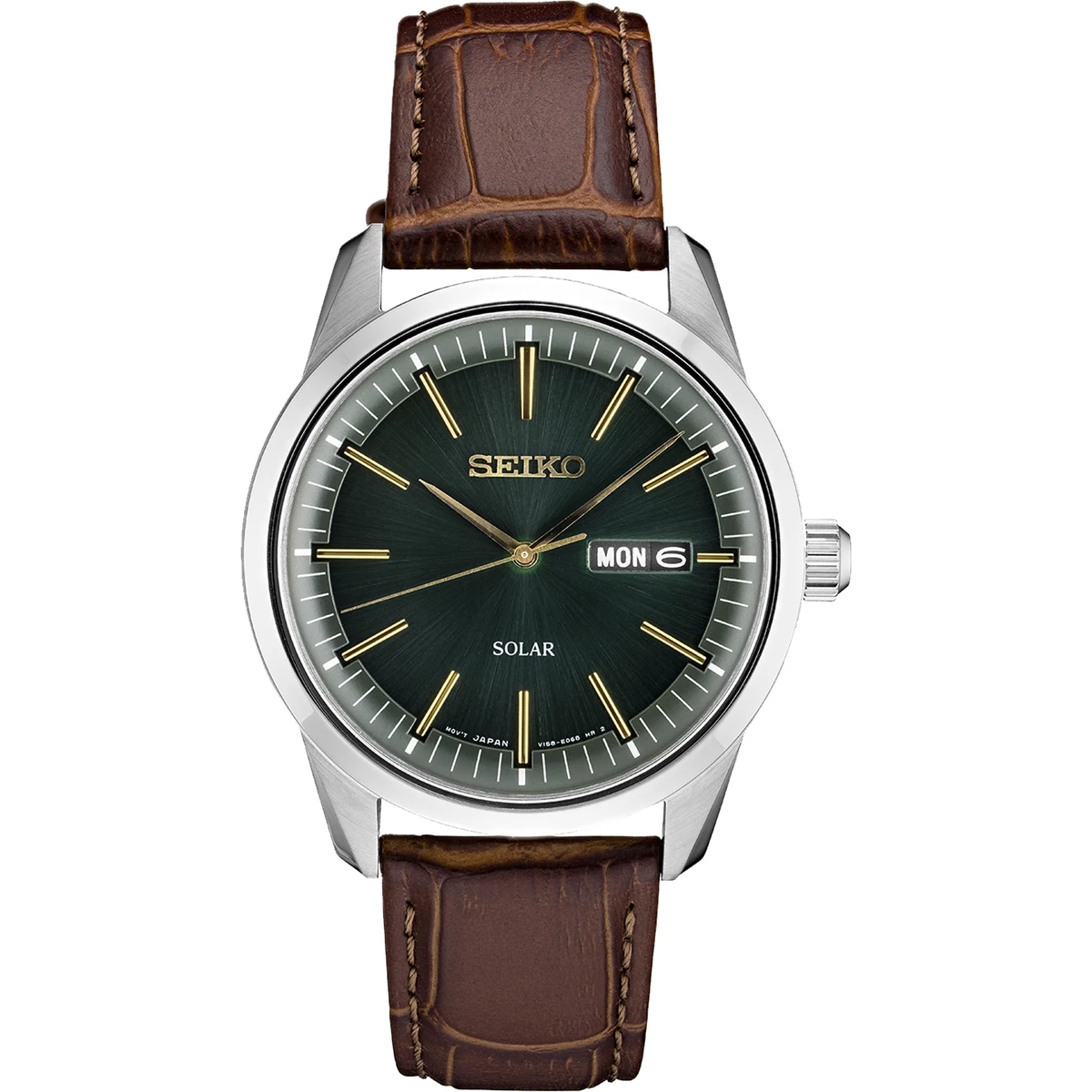 Mens Solar Silver Case Green Dial 1