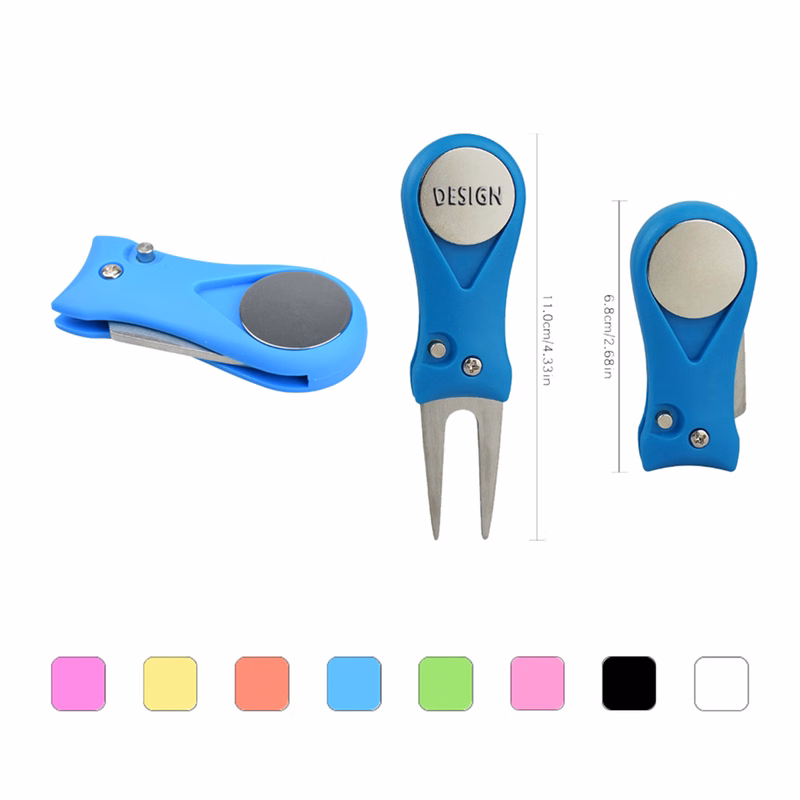 Foldable Golf Divot Tool with Magnetic Ball Marker