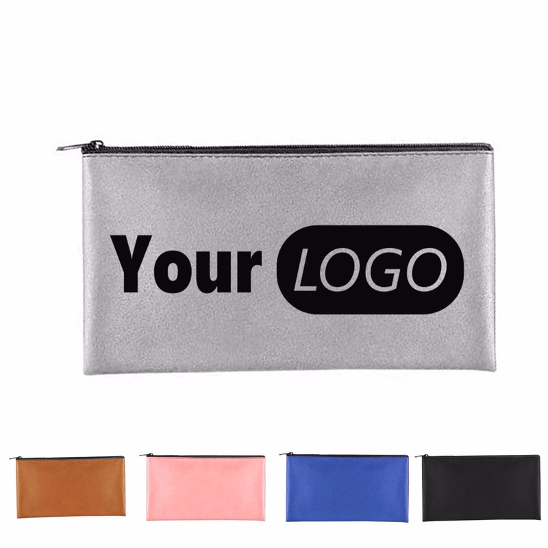 Zipper Storage Pouch Made Of Leather For Daily Business Use