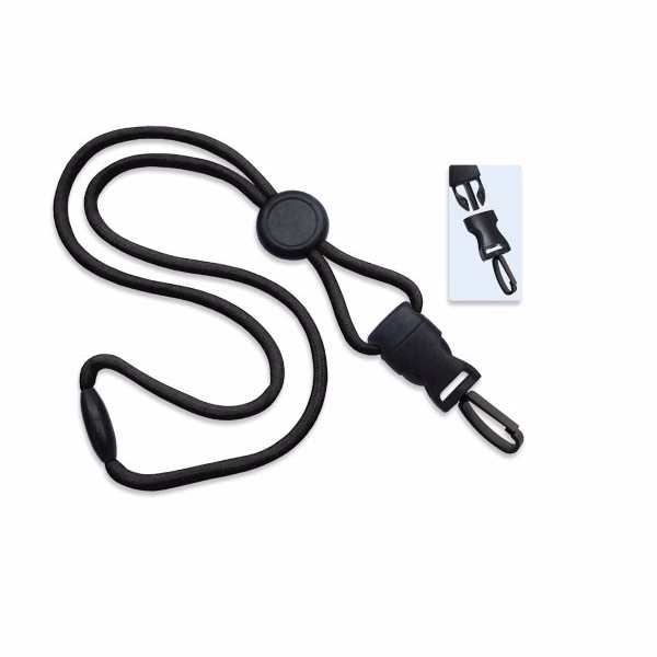 1/4" Polyester Lanyard with Round Slider and Quick Release (Plastic J-Hook)