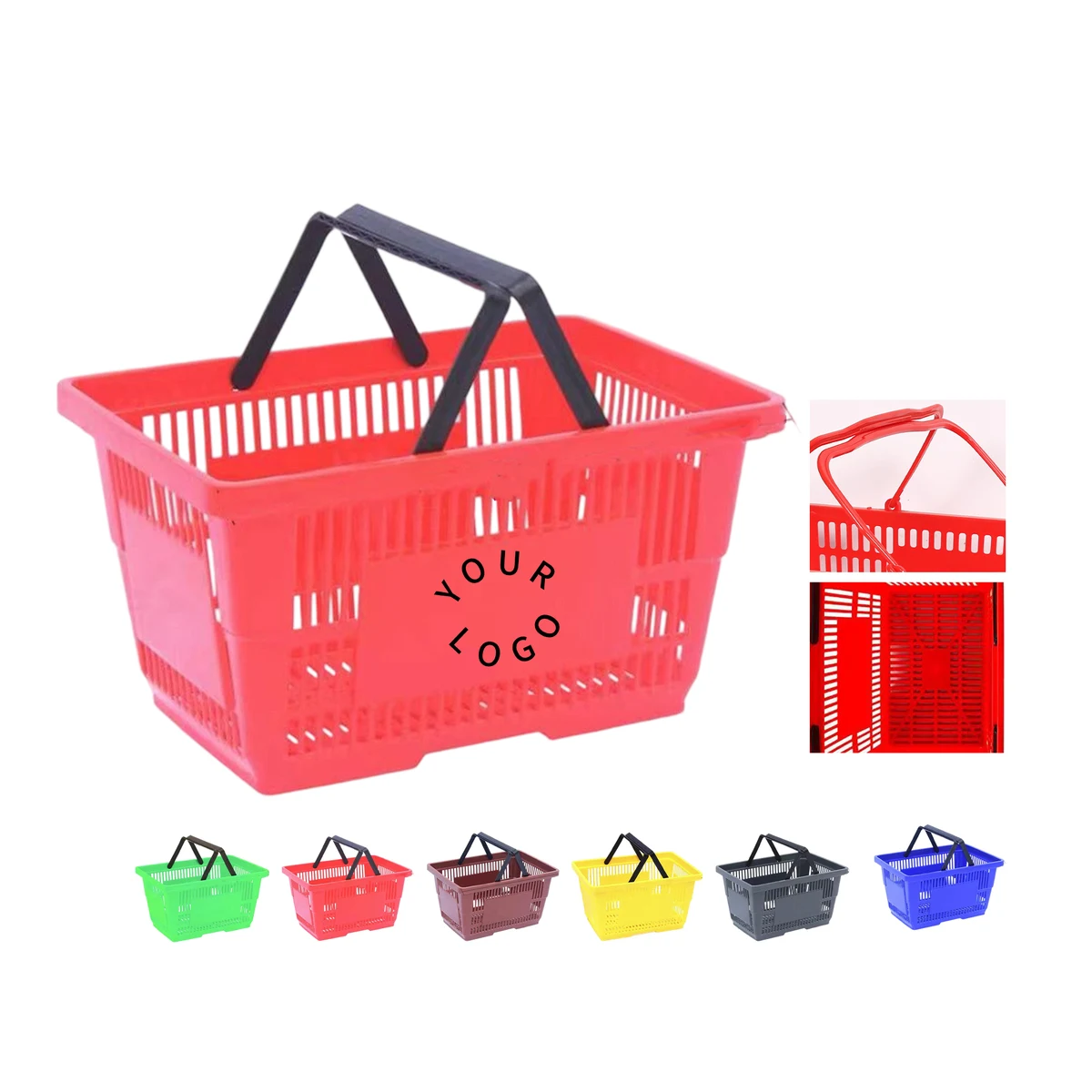 Plastic Rectangle Shopping Basket With Dual Handle 18 Litre 1