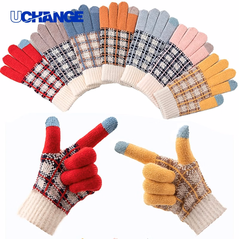 Women Wool Knit Touchscreen Gloves