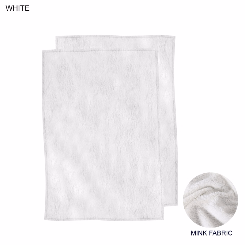 Plush and Cozy Mink Flannel Fleece White Lap Blanket, 30x40, Blank Only