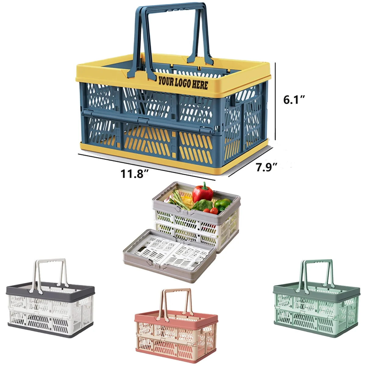 MOQ10 Collapsible Shopping Basket Lifting Handle 1