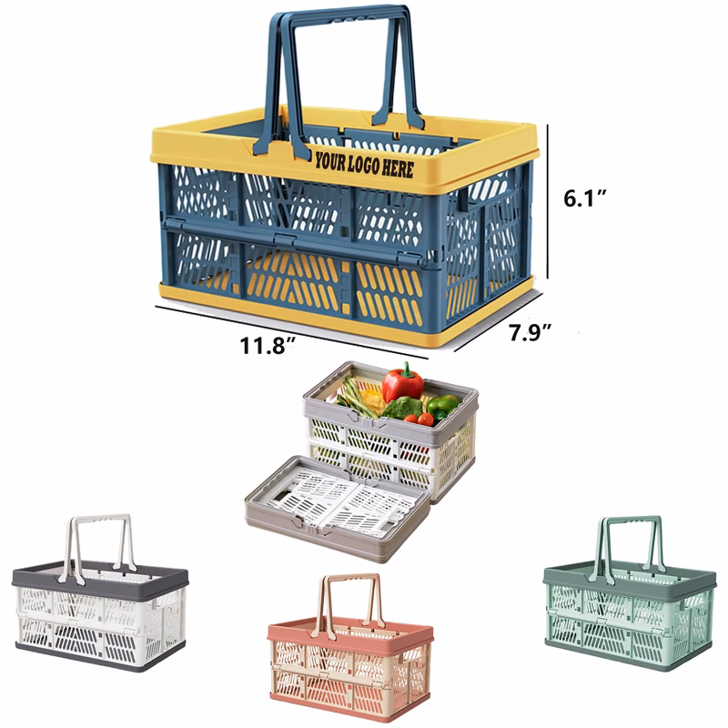 MOQ10 Collapsible Shopping Basket Lifting Handle