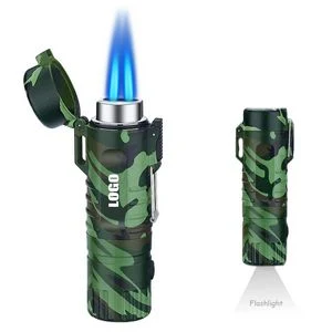 Durable Waterproof Dual Jet Flame Lighter With Integrated Flashlight 1