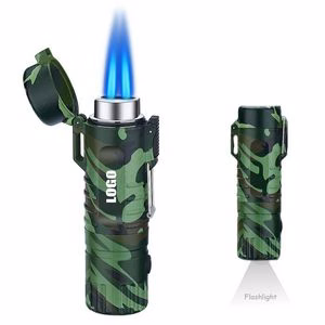 Durable Waterproof Dual Jet Flame Lighter With Integrated Flashlight