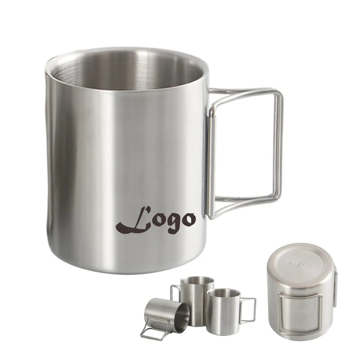Double Wall Stainless Steel Mug with Folding Handle 1