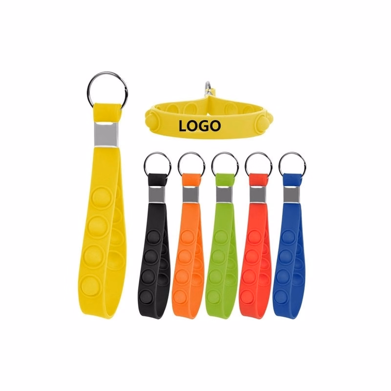 Silicone bubble wristband keychain