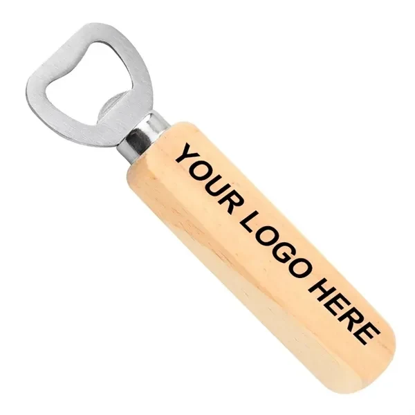 Custom 5.39" Wood Handle Stainless Steel Bottle Opener — Rustic Bar & Event Gift 1