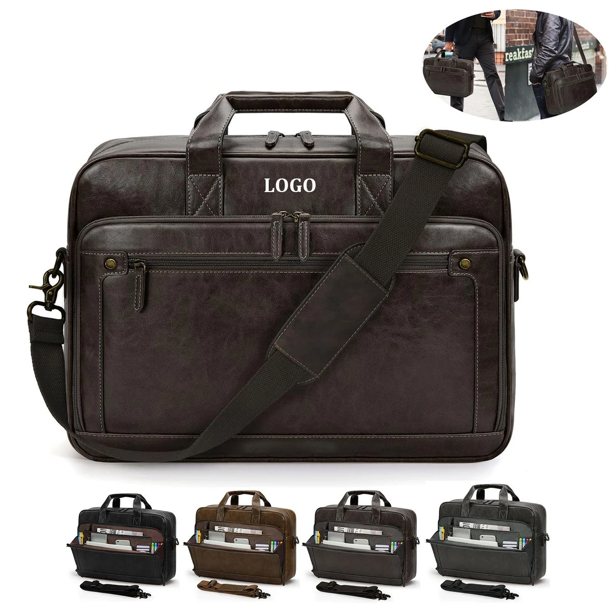 Leather Briefcase Laptop Bag 1