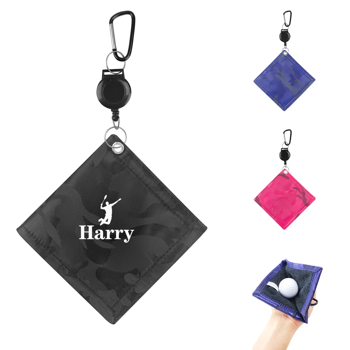 Retractable Easy-Pull Cord Golf Ball Cleaning Towel 1