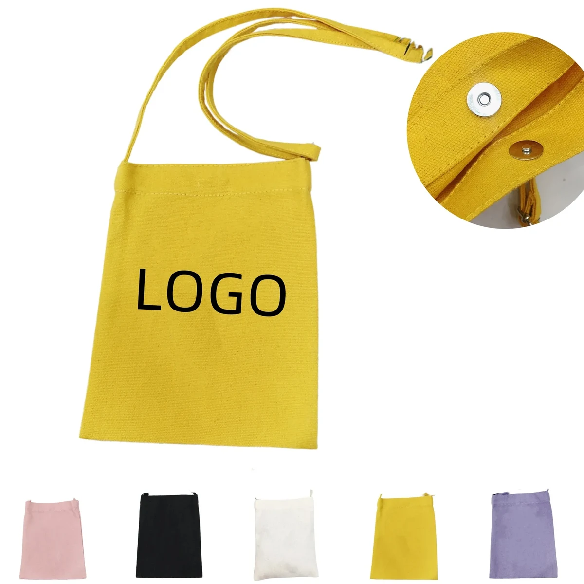 Mini Canvas Shoulder Bag Phone Pouchs With Adjustable Strap 1