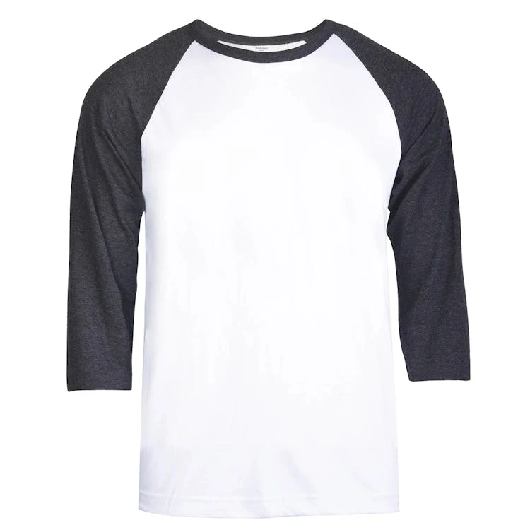 Men's 3/4 Sleeve Baseball T-Shirt - 3XL Charcoal/White 1