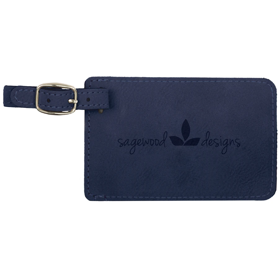 4 1/4" x 2 3/4" Blue/Black Leatherette Luggage Tag 1