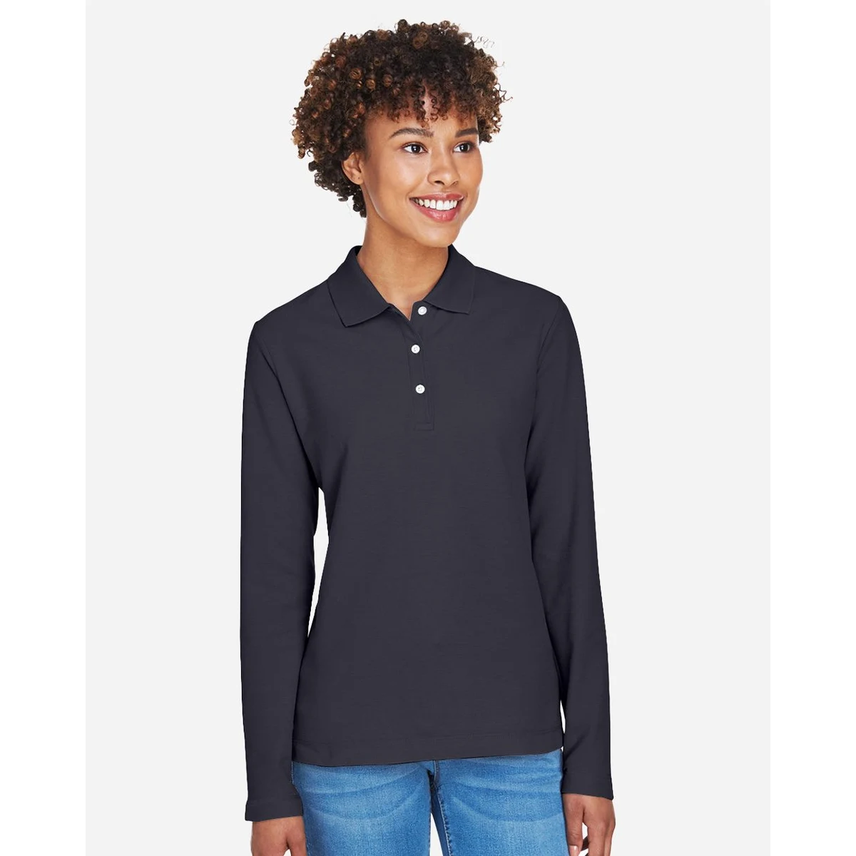 Women's Pima Piqué Long Sleeve Polo - D110W 1