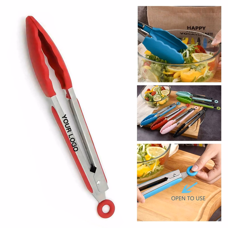 Stainless Steel Silicone BBQ Tong for Grilling