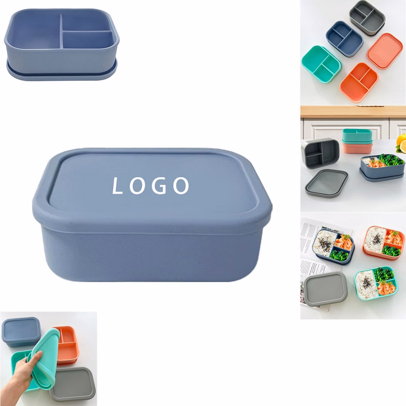 Silicone Lunch Box For Adults Kids 3 Compartments 26Oz