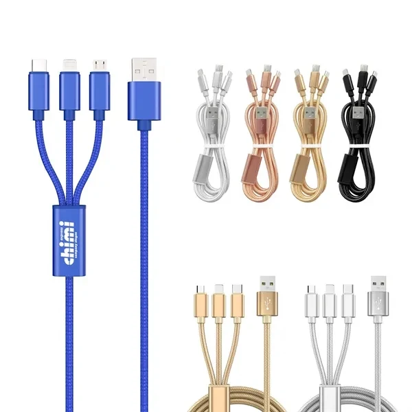 Custom Durable Nylon 3 in 1 Charging Cable — Multi-Device Power Solution Promo 1