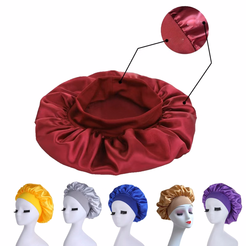 Wide Brim Elasticity Satin Bonnets