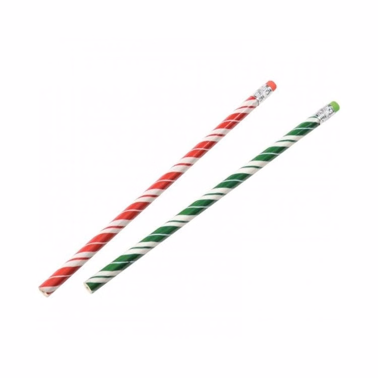 Candy Cane Stripe Pencils - Red/Green