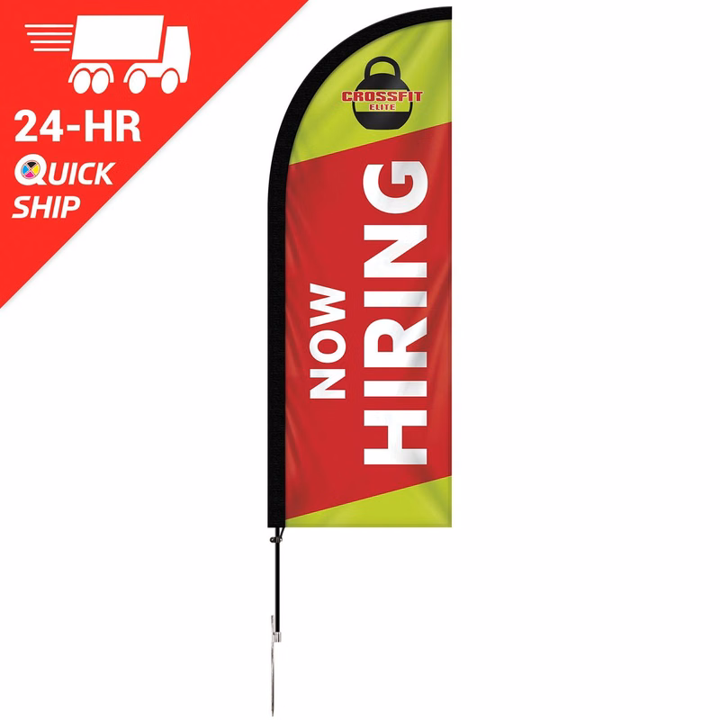 24 - Hour 6' Single Reverse Half Drop Banner with Hardware Set