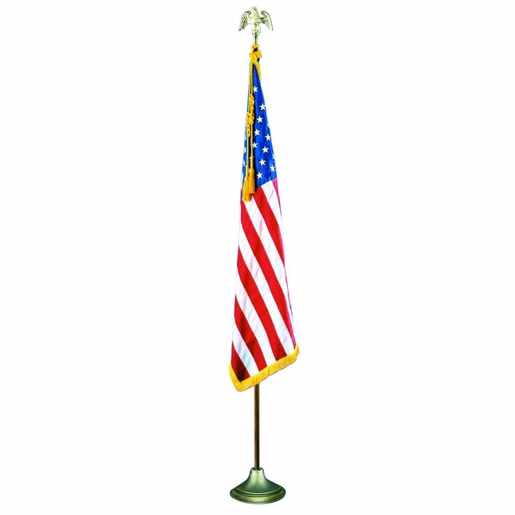 U.S. Fringed Flag with Oak Mounting Set - 3' X 5'