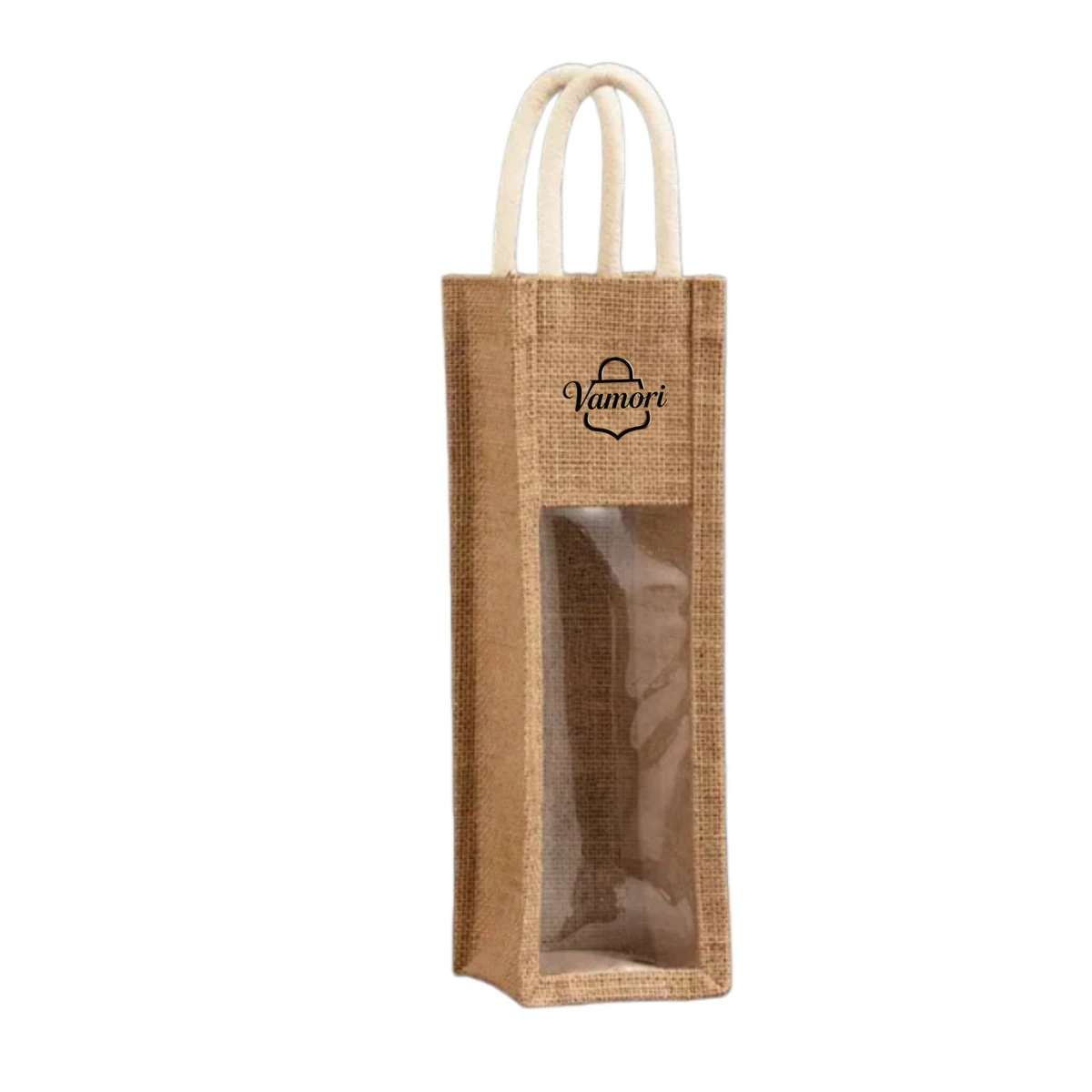 Burlap Wine Bottle Bag 1
