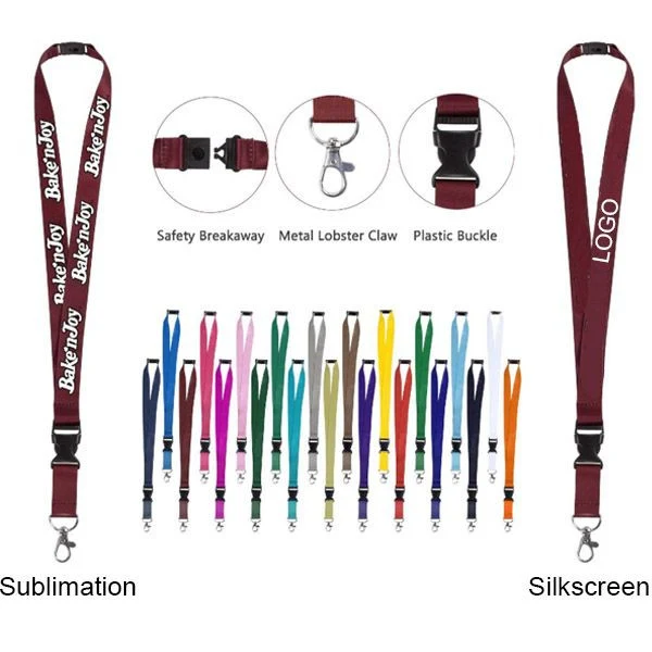 3/4" Polyester Lanyard W/ Lobster Claw and Buckle & Safety Breakaway(Sublimation) 1
