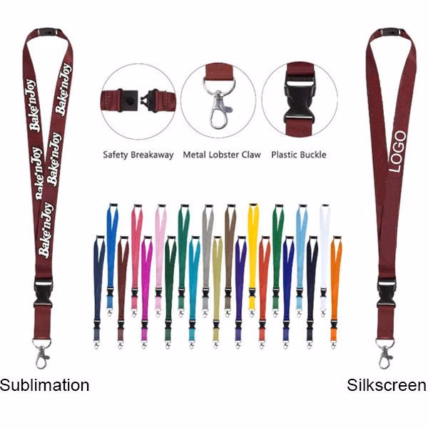 3/4" Polyester Lanyard W/ Lobster Claw and Buckle & Safety Breakaway(Sublimation)