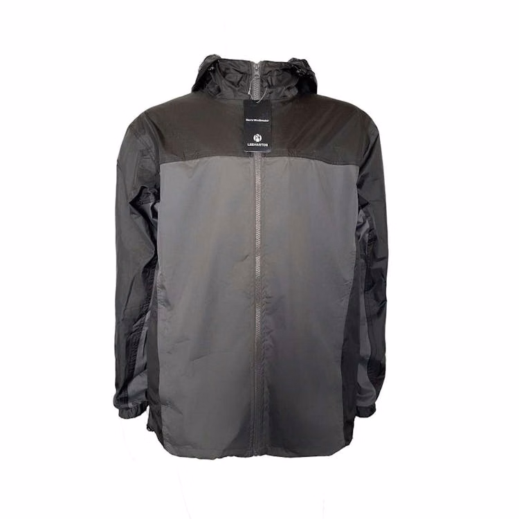 Men's Waterproof Full Zip Raincoats - Size Medium Black/Gray