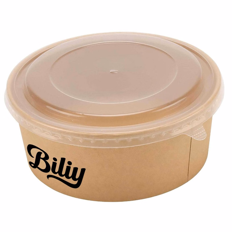 36 oz Kraft Paper Bowls with Clear Lids