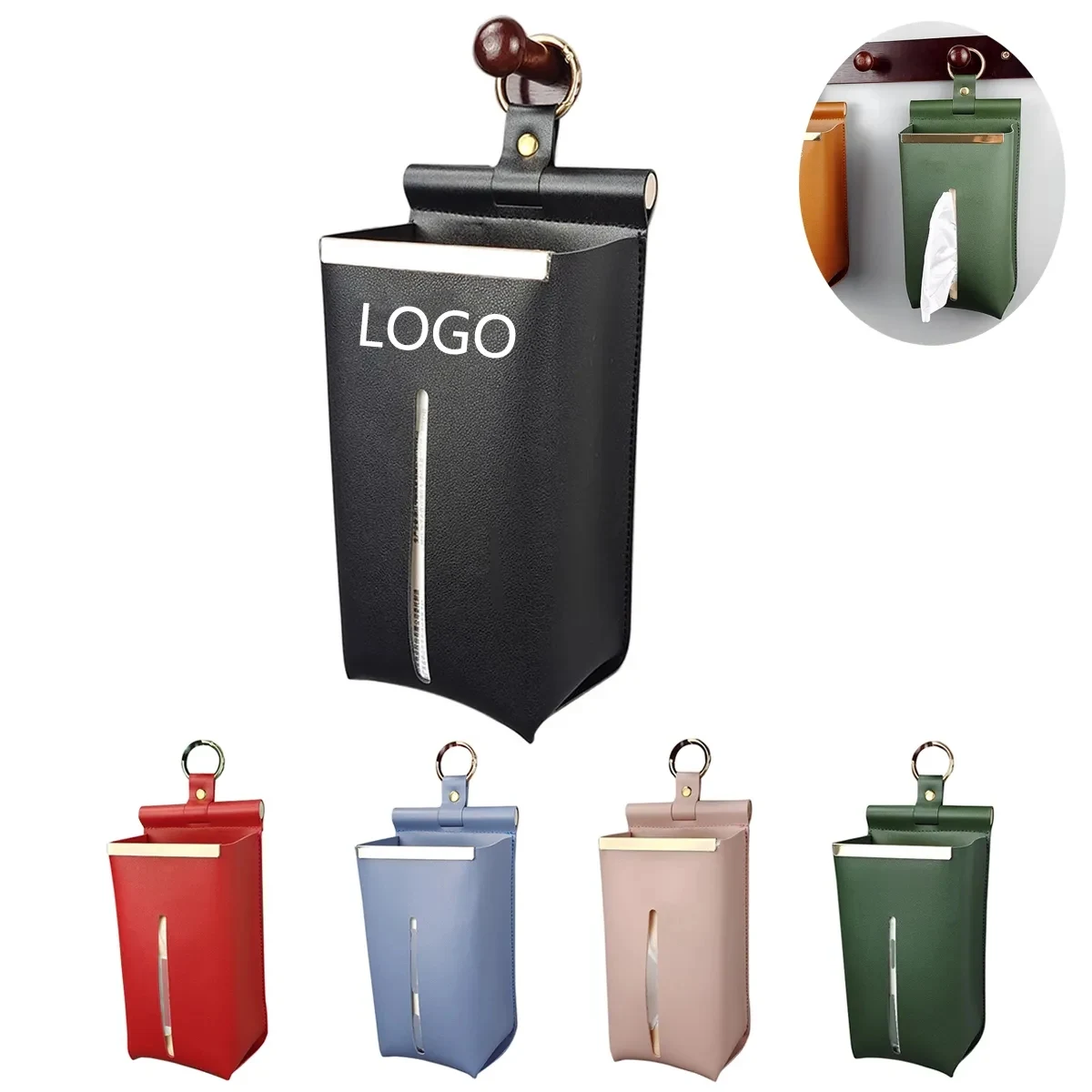 PU Leather Hanging Tissue Box 1