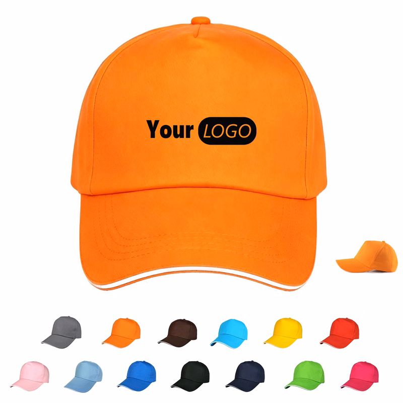 Five Panel Pure Cotton Adjustable Sun Baseball Cap