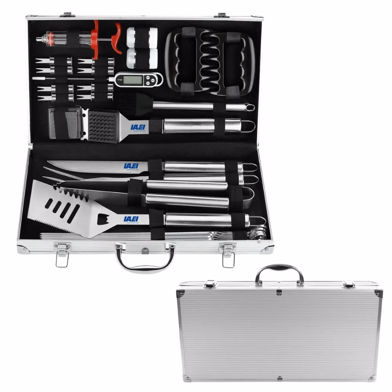 26-Piece BBQ Grill Accessories Set in Aluminum Case