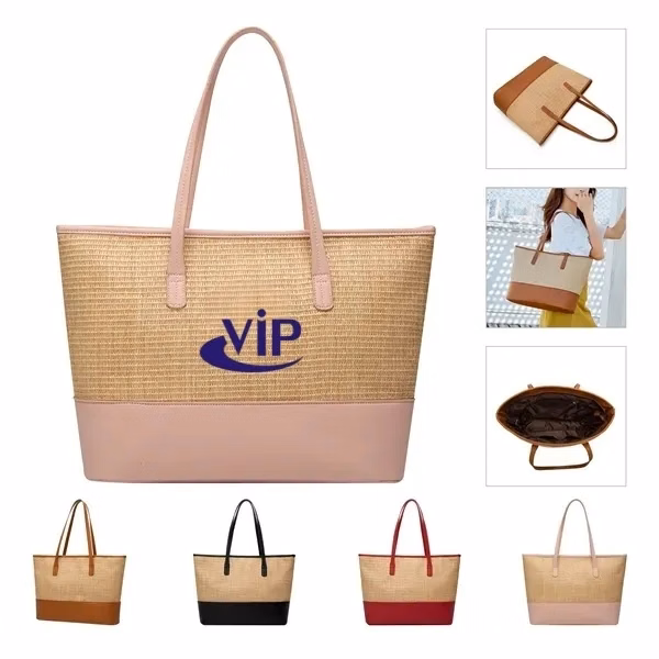 Trendy European And American Style Straw Tote Bag
