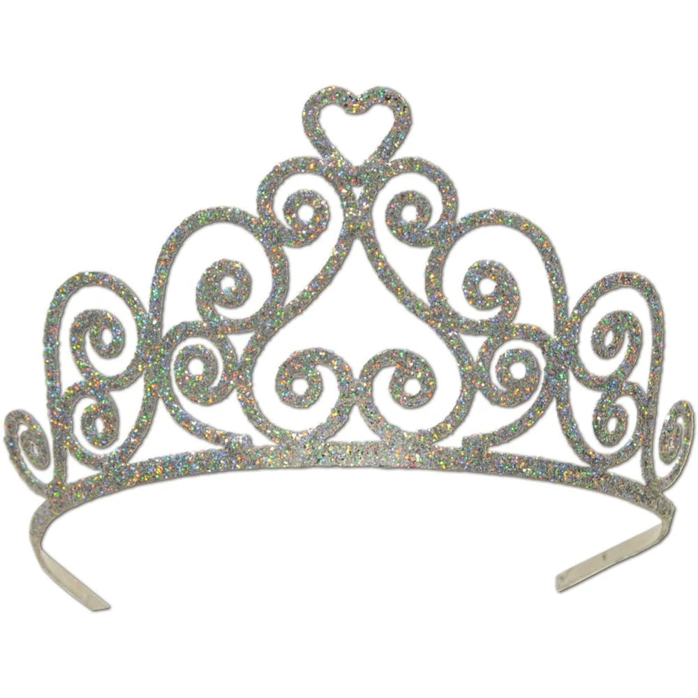 Glittered Metal Tiaras - Silver 2 Combs 1