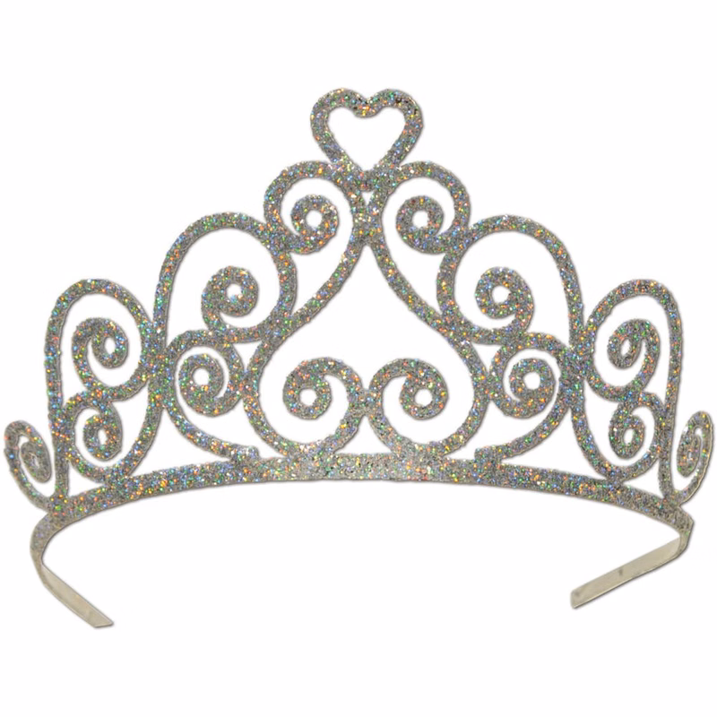 Glittered Metal Tiaras - Silver 2 Combs
