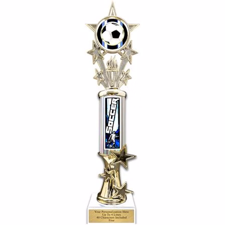 Trophy, 15" Action Matrix Blue Soccer 1 column