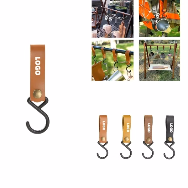 PU Leather Camping Hooks & Clips