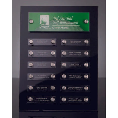 9"X12" Black And Clear Acrylic Beveled Perpetual Plaque With Standoffs 1