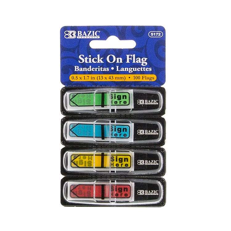 "Sign Here" Stick-On Flags - Neon 100 Pack
