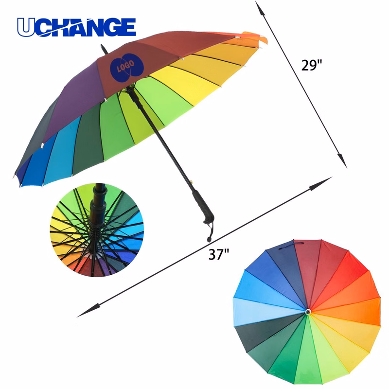 Durable 16 Ribs Rainbow Umbrella