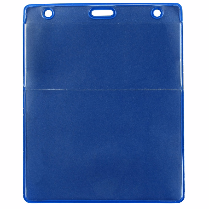 Vertical Top Load Badge Holder w/Slot & Chain Holes (4.44" X 5.25")(Blue)