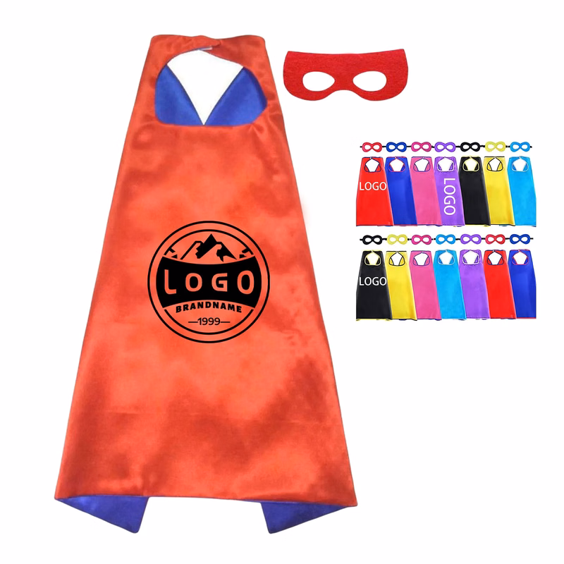 MOQ 20pcs Child Hero Satin Cape With Mask