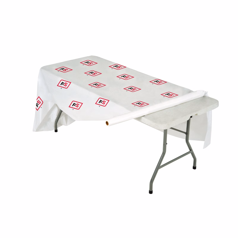 Recyclable White Plastic Step and Repeat Banquet Roll - 2 Color